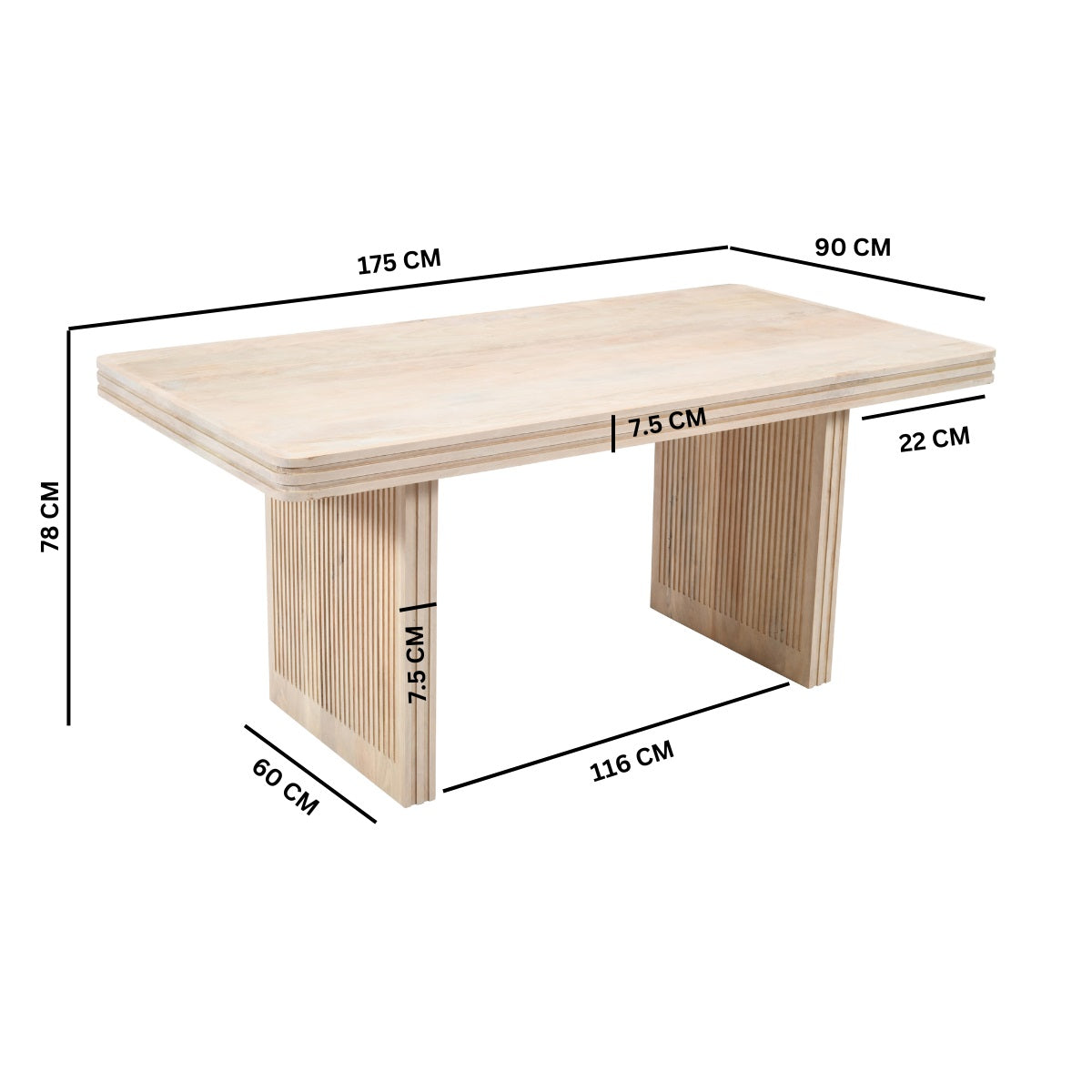 Tutti Carved Mango Wood Dining Table 6 Seater