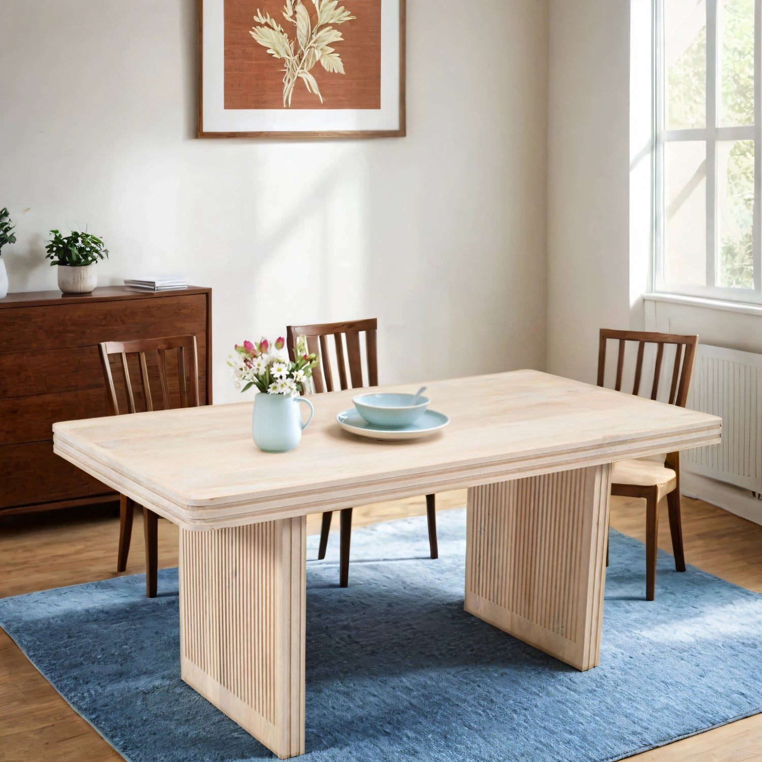 Tutti Carved Mango Wood Dining Table 6 Seater