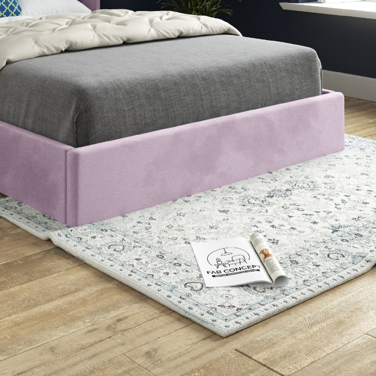 Rana Curved Top Winged Upholstered Soft Velvet Bed Frame