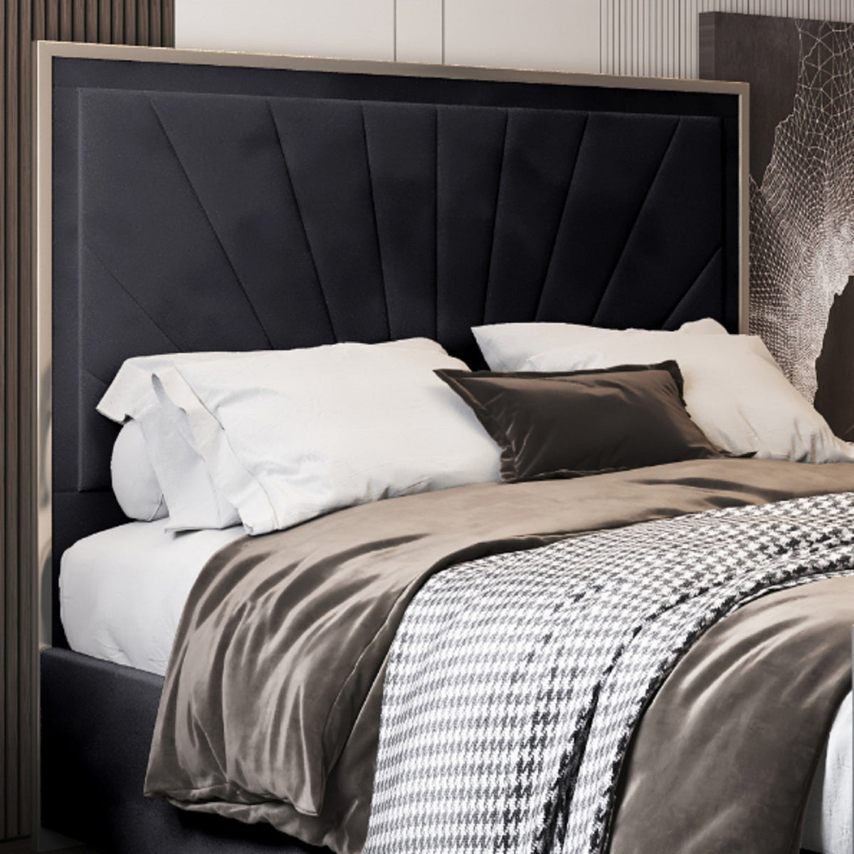 Roxy Upholstered Soft Velvet Metal Bed Frame
