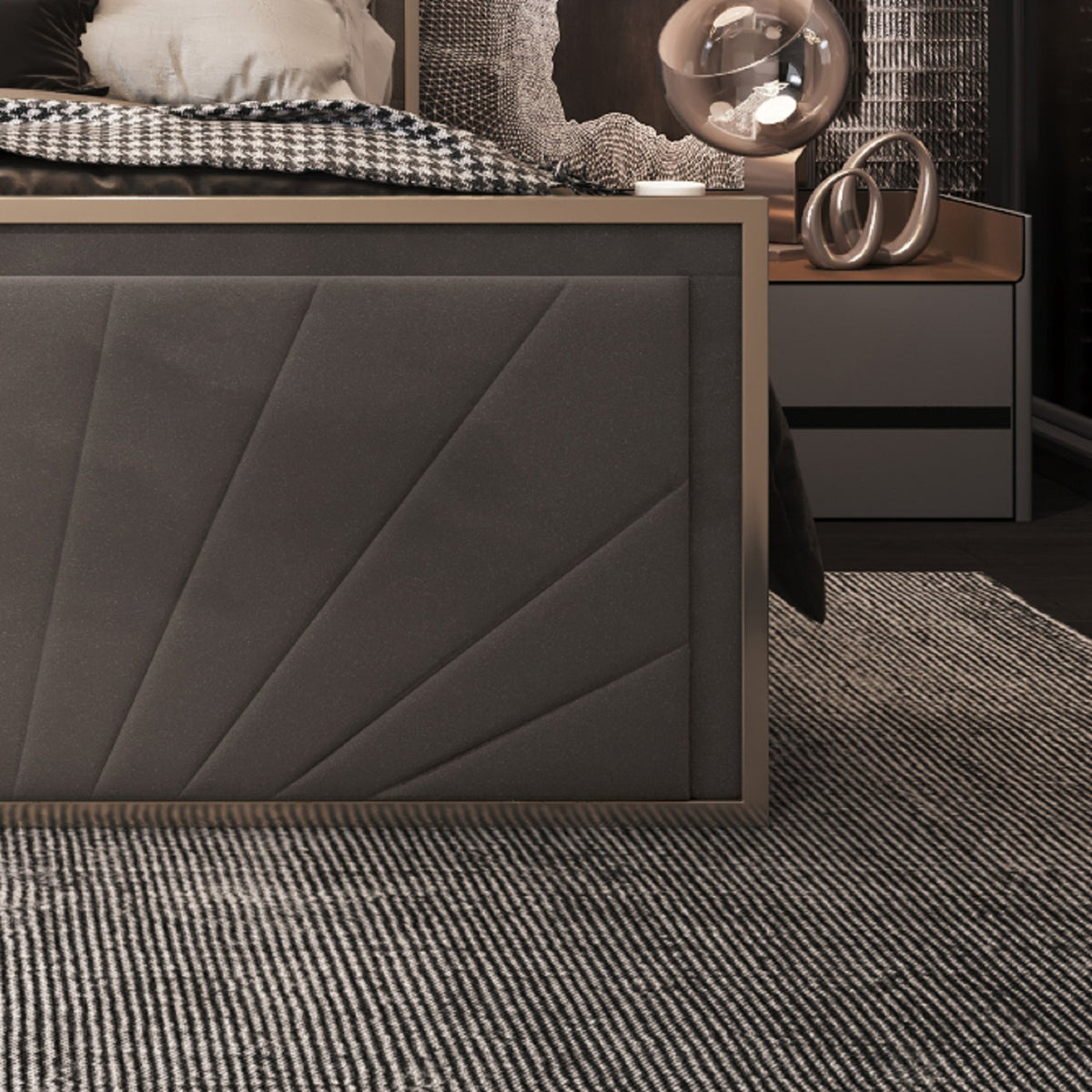 Roxy Upholstered Soft Velvet Metal Bed Frame