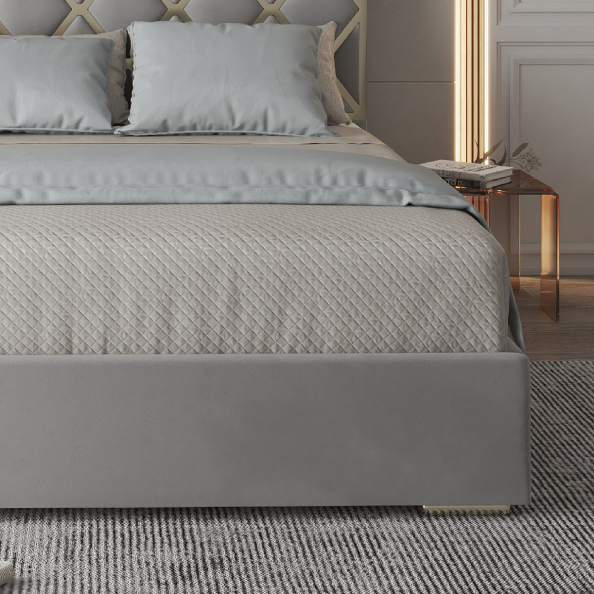 Tammy Upholstered Soft Velvet Metal Bed Frame