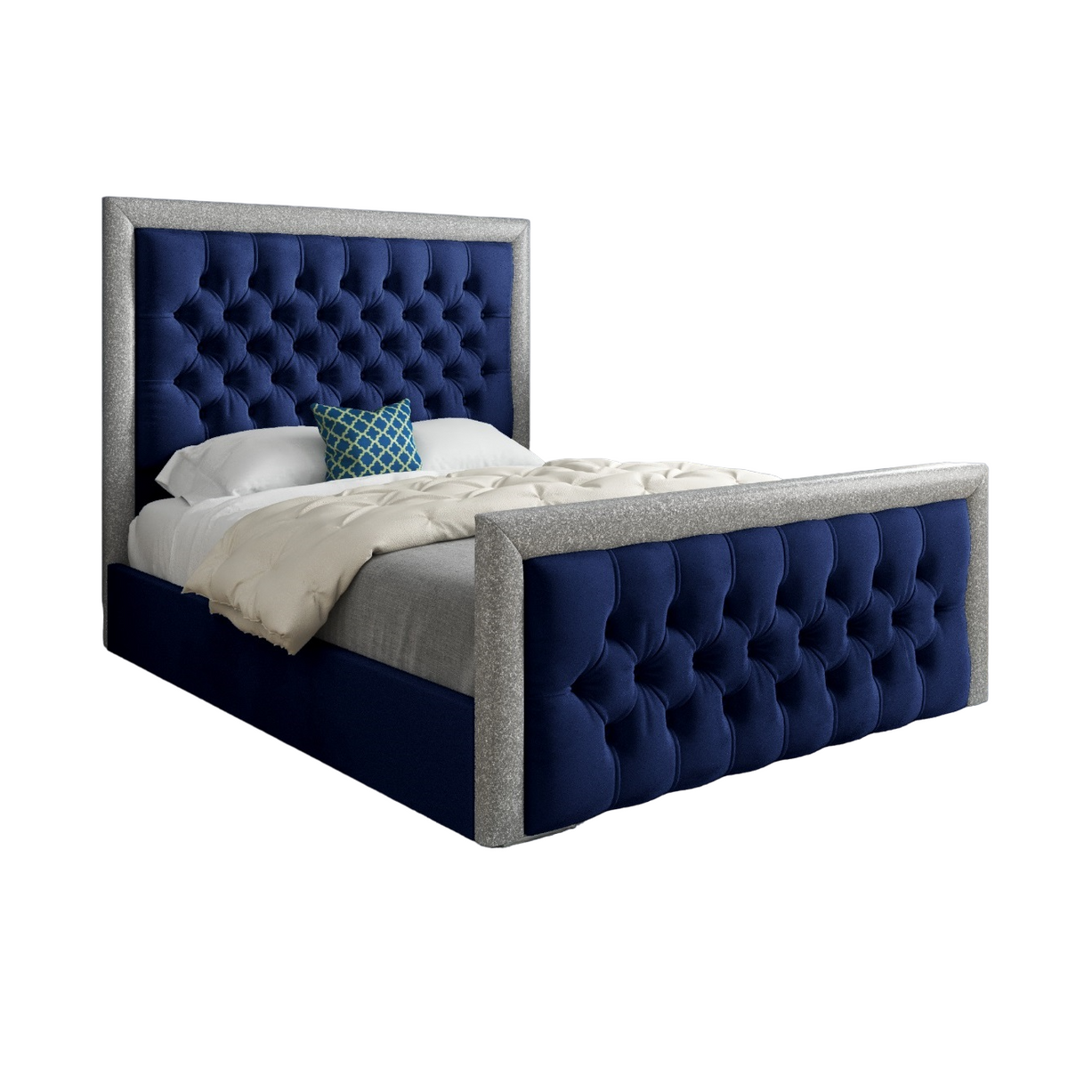Venice Glitter Border Upholstered Soft Velvet Bed Frame