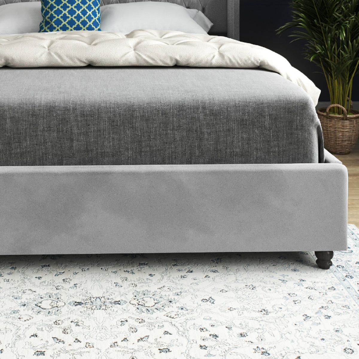 Volta Straight Winged Upholstered Soft Velvet Bed Frame