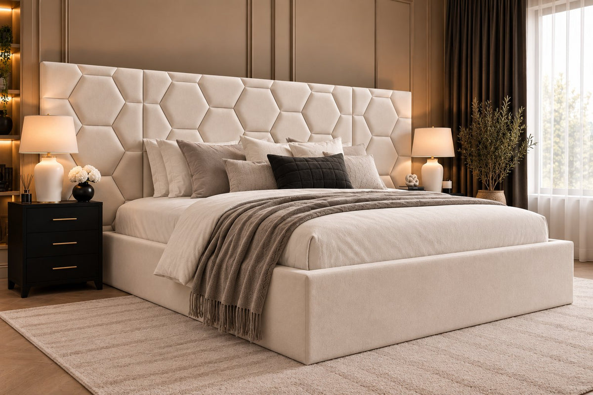 Alghero divan bed in cream, side view