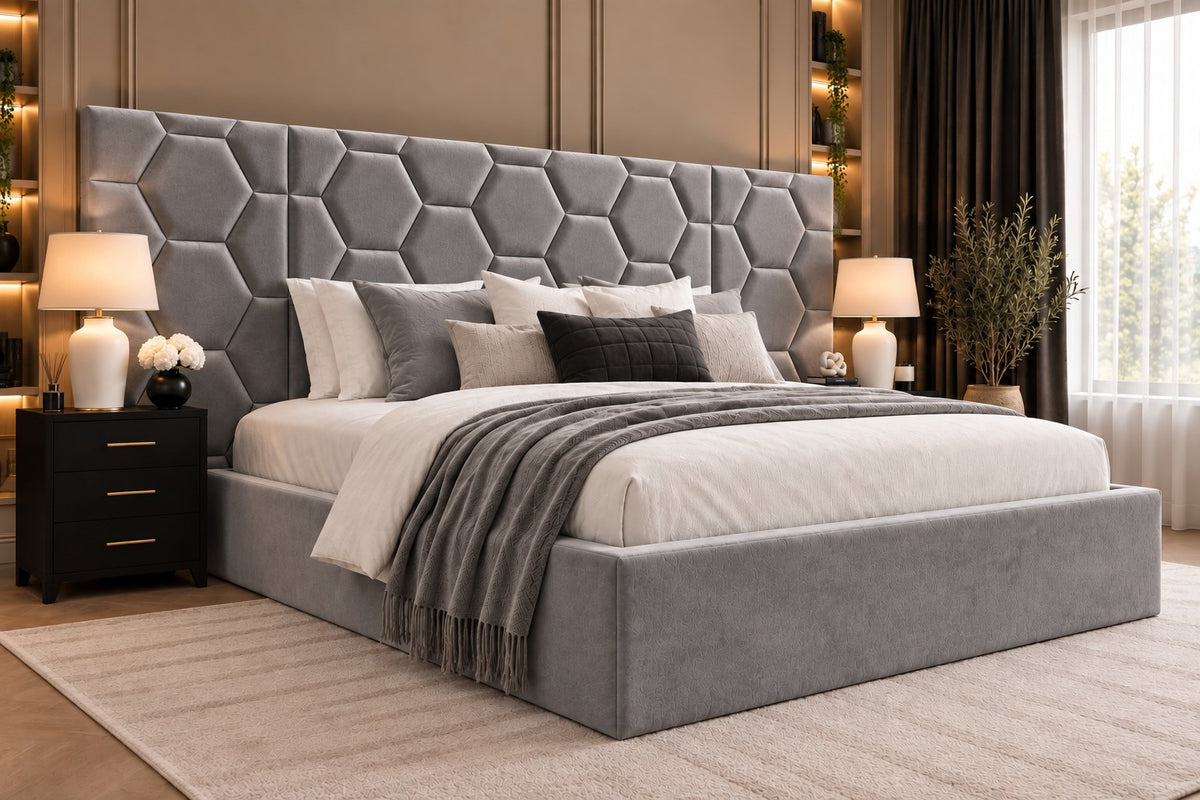 Alghero divan bed in grey, side view