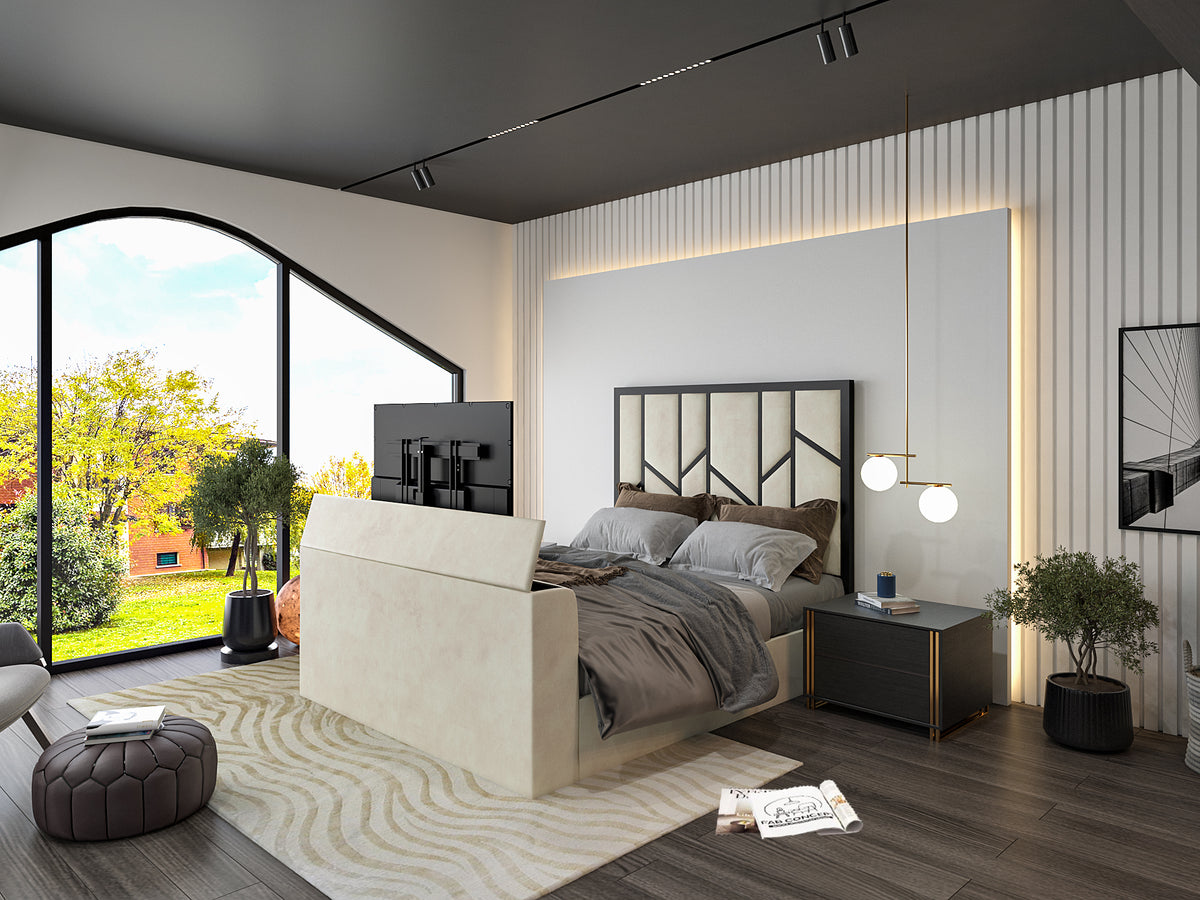 Anji Luxe Metal TV Bed Frame