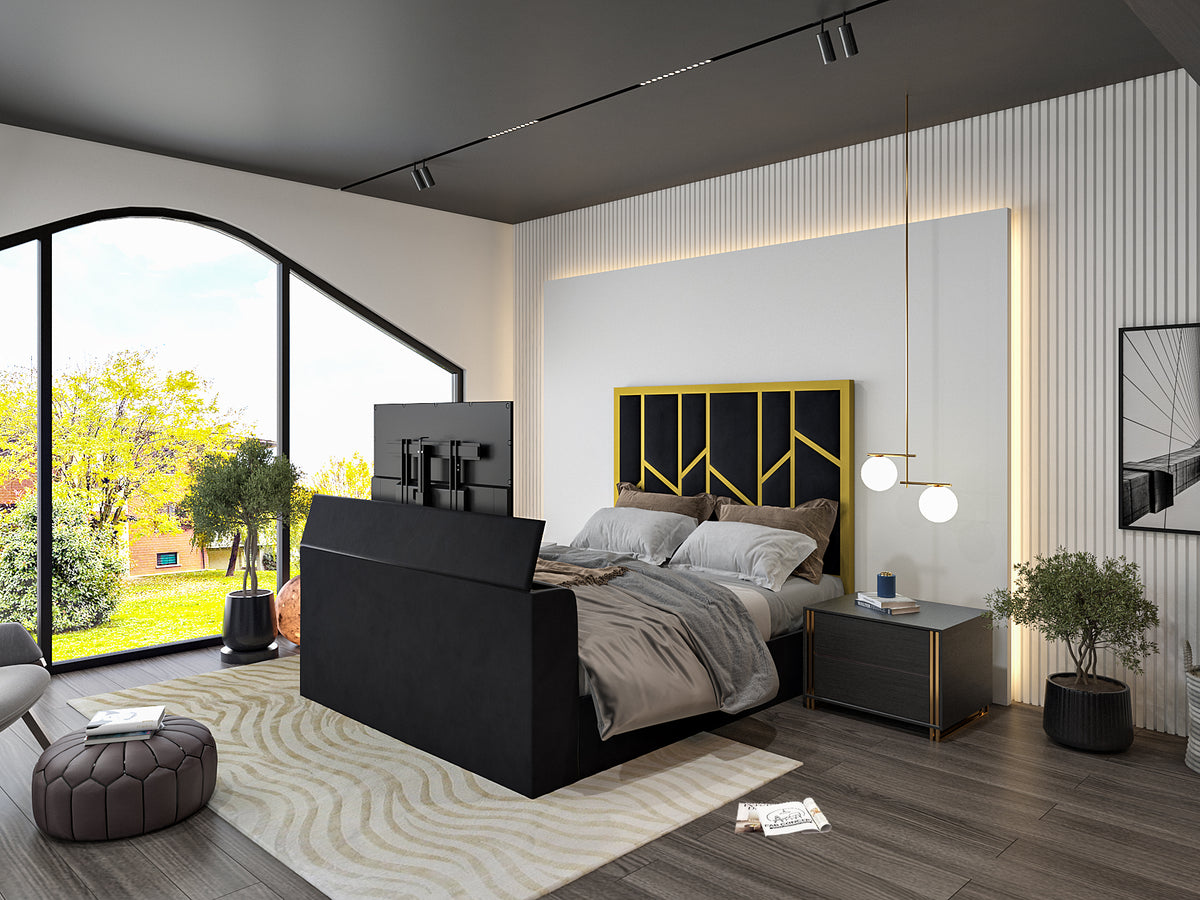 Anji Luxe Metal TV Bed Frame