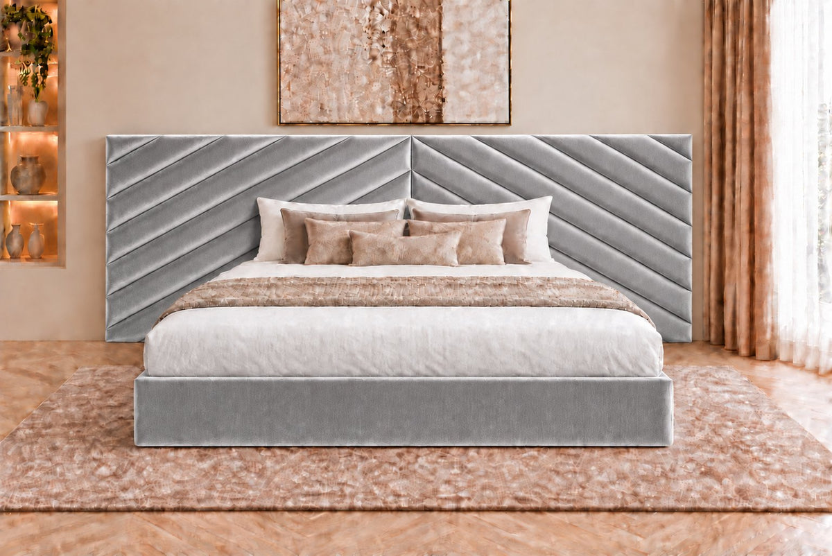 Bassano divan bed in grey, front view