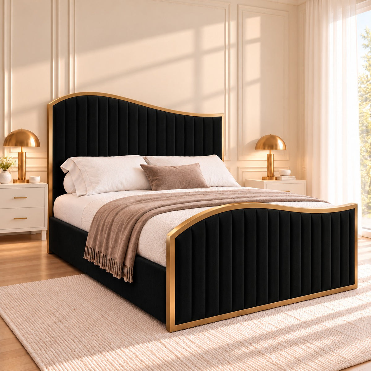 Brixton Upholstered Soft Velvet Metal Bed Frame