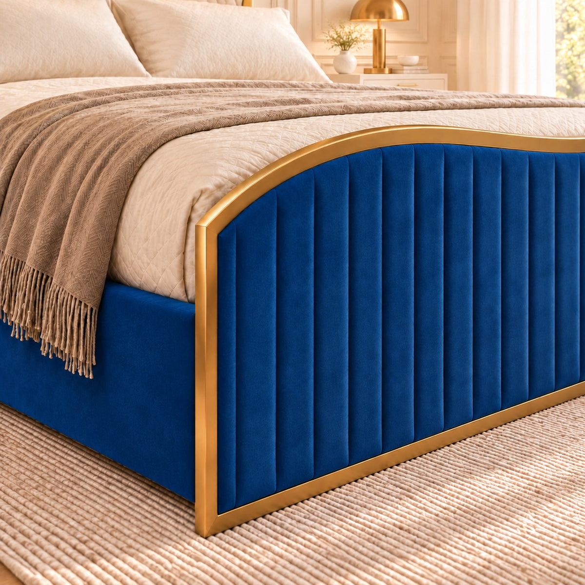 Brixton Upholstered Soft Velvet Metal Bed Frame
