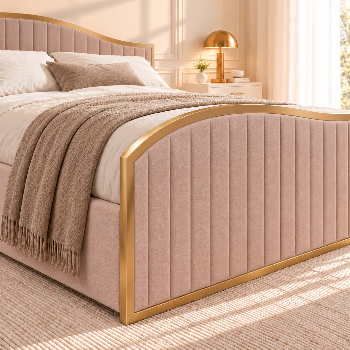 Brixton Upholstered Soft Velvet Metal Bed Frame