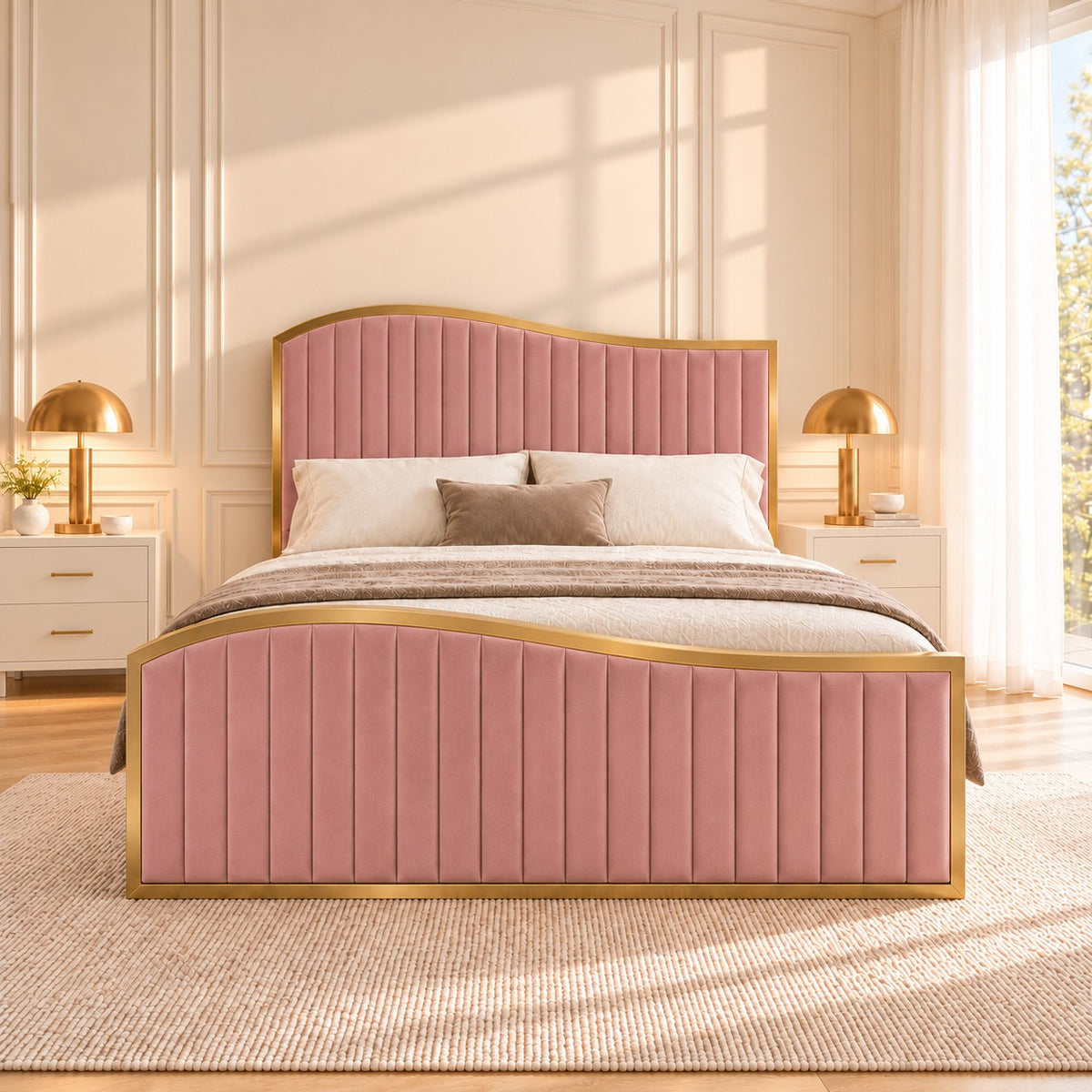 Brixton Upholstered Soft Velvet Metal Bed Frame