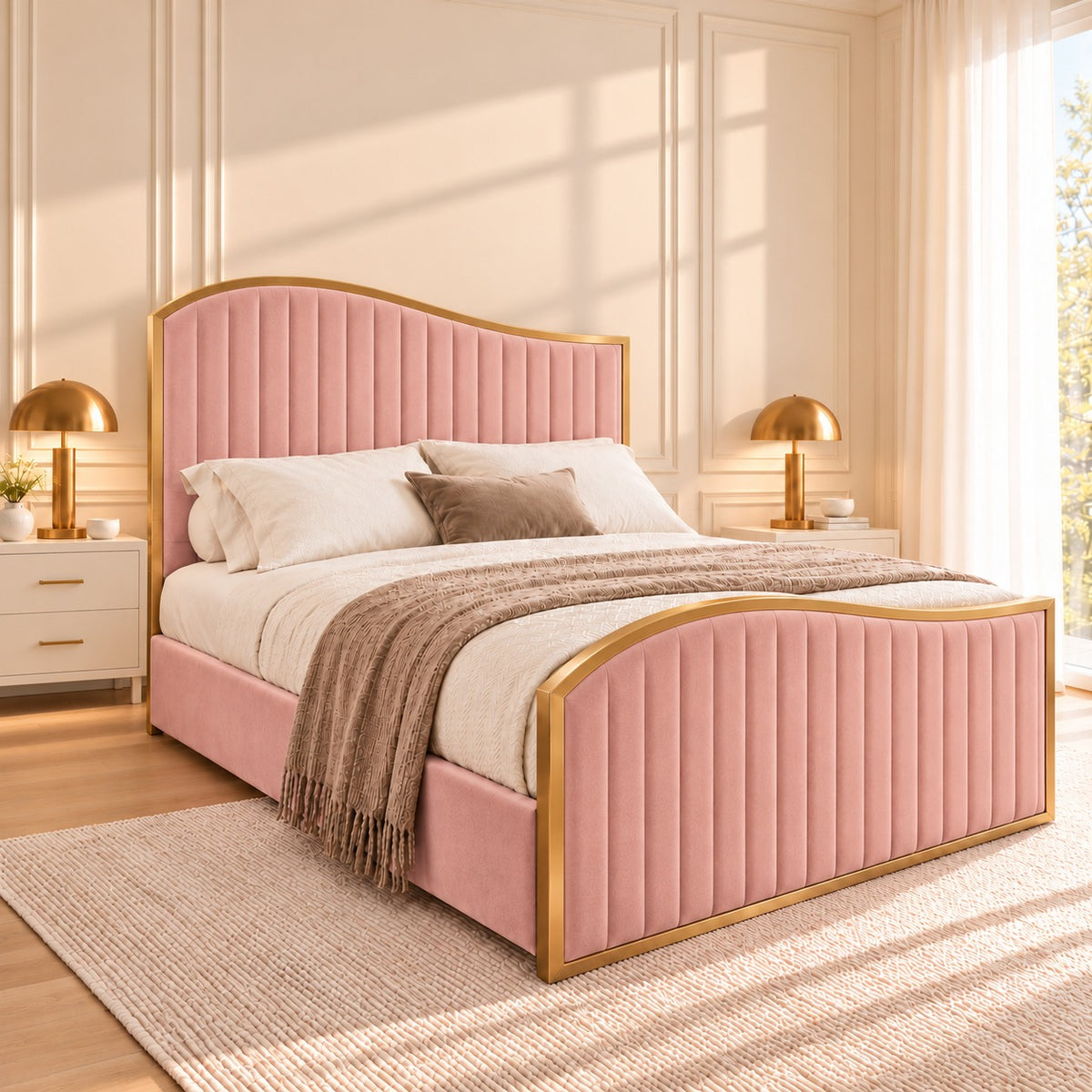 Brixton Upholstered Soft Velvet Metal Bed Frame
