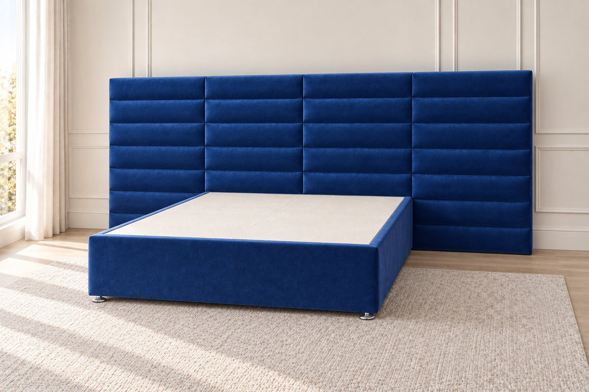 Camogli divan bed in blue, side view