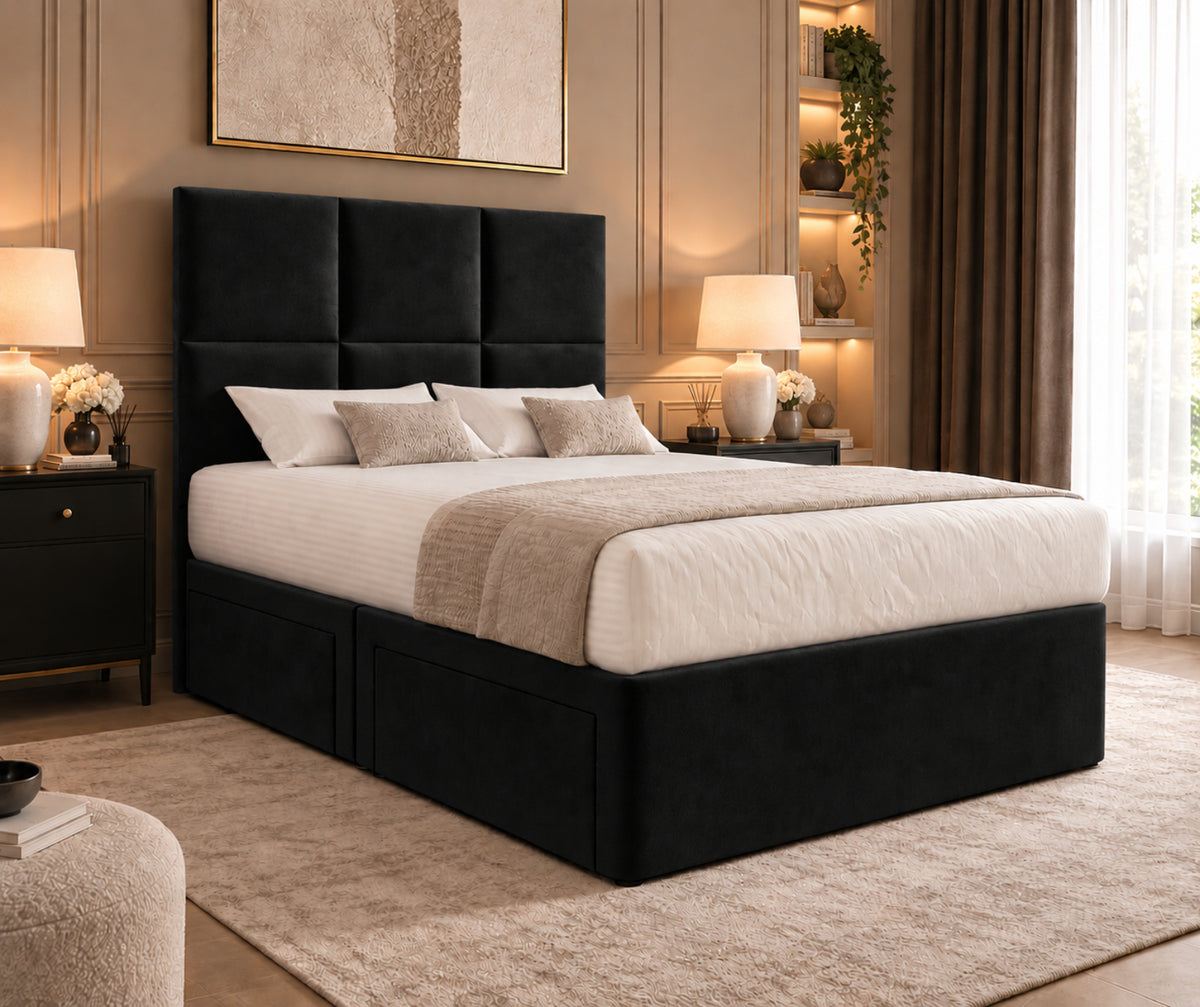 Caprio Upholserted Floorstanding Headboard With Divan Bed Frame