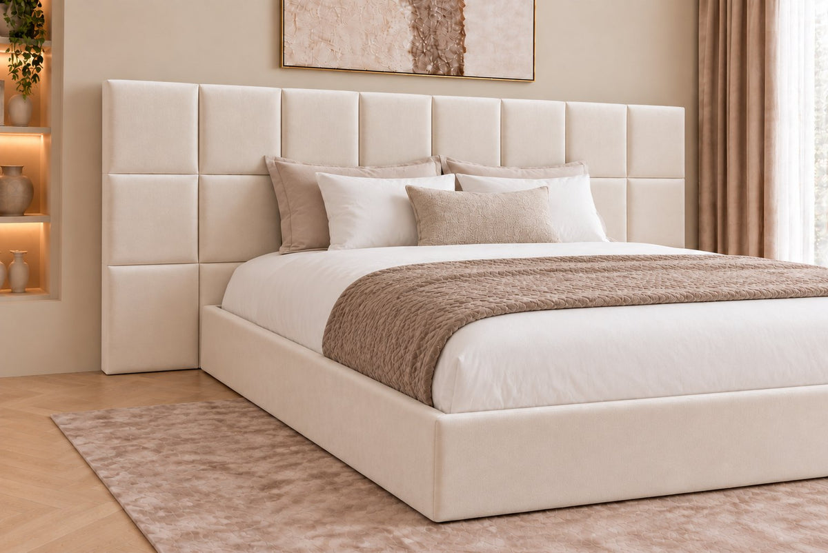 Cefalu divan bed in cream, headboard close-up