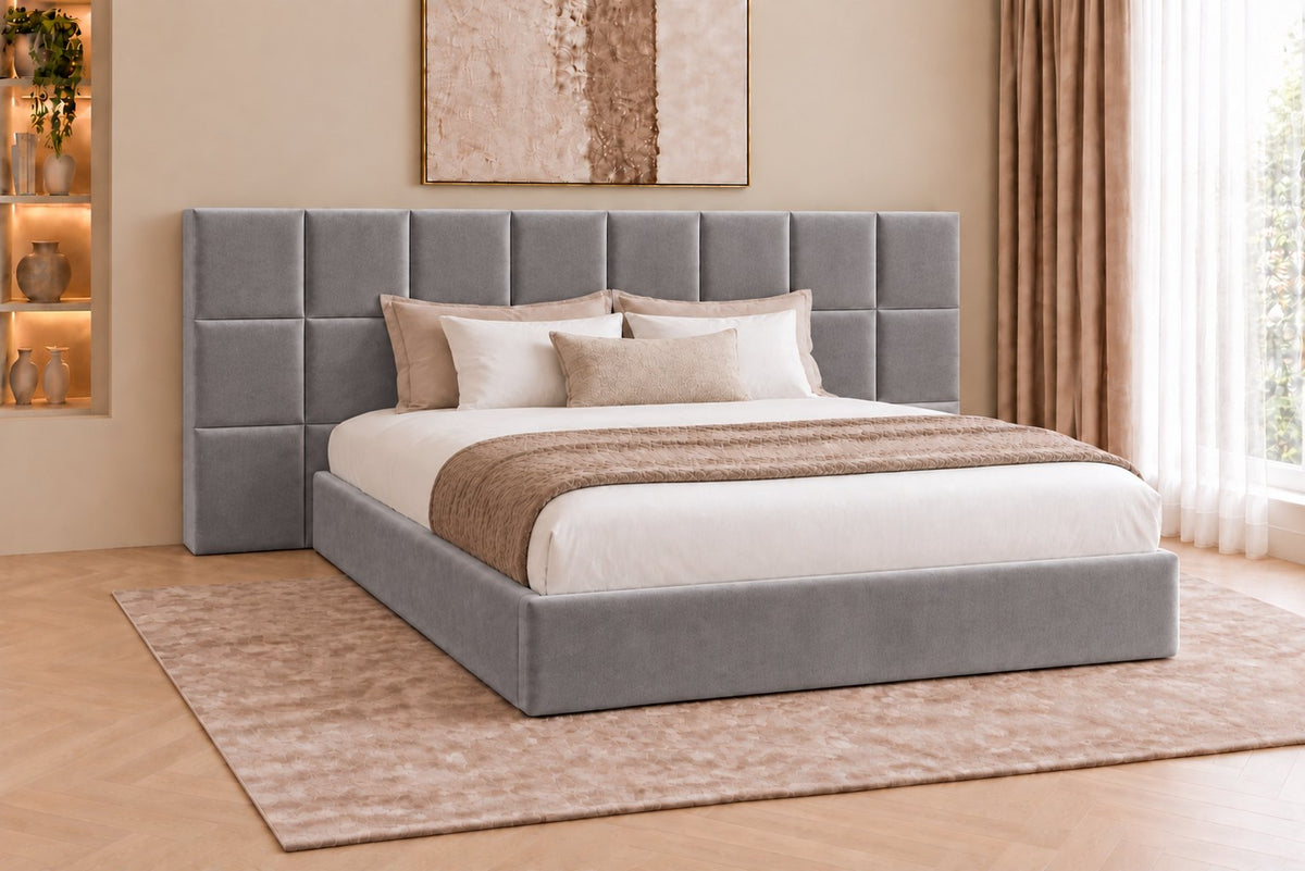 Cefalu divan bed in grey, side view