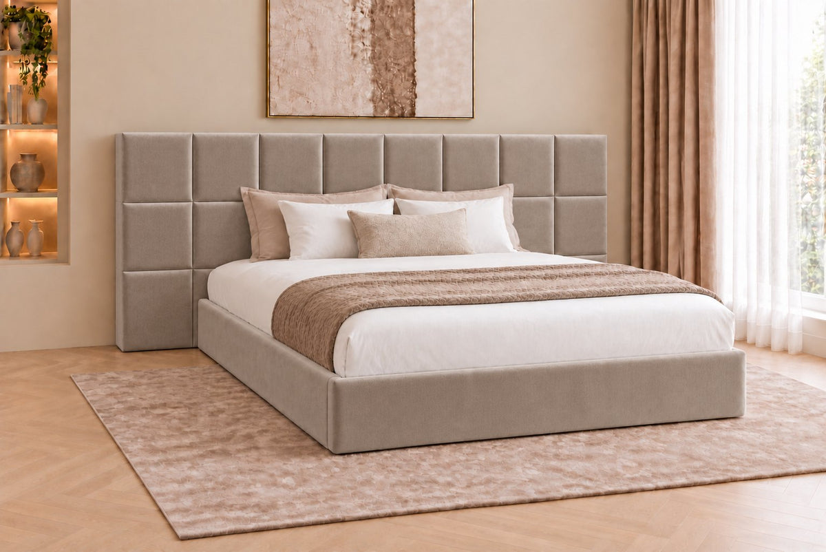 Cefalu divan bed in pebble, side view