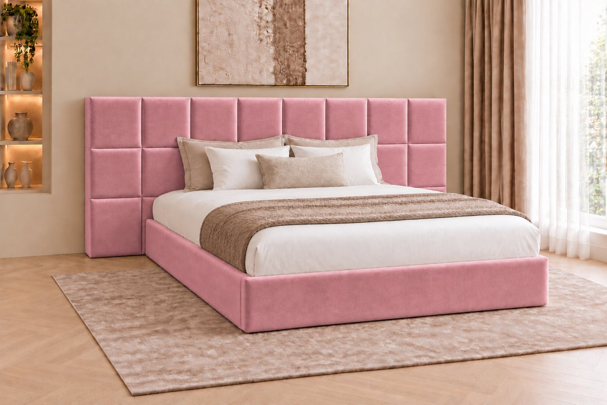 Cefalu divan bed in pink, side view