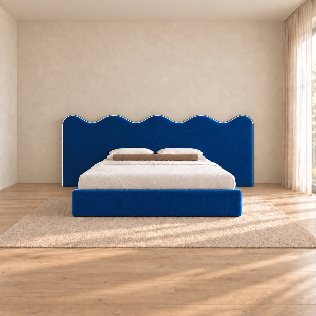 Cervia bed in blue, front view
