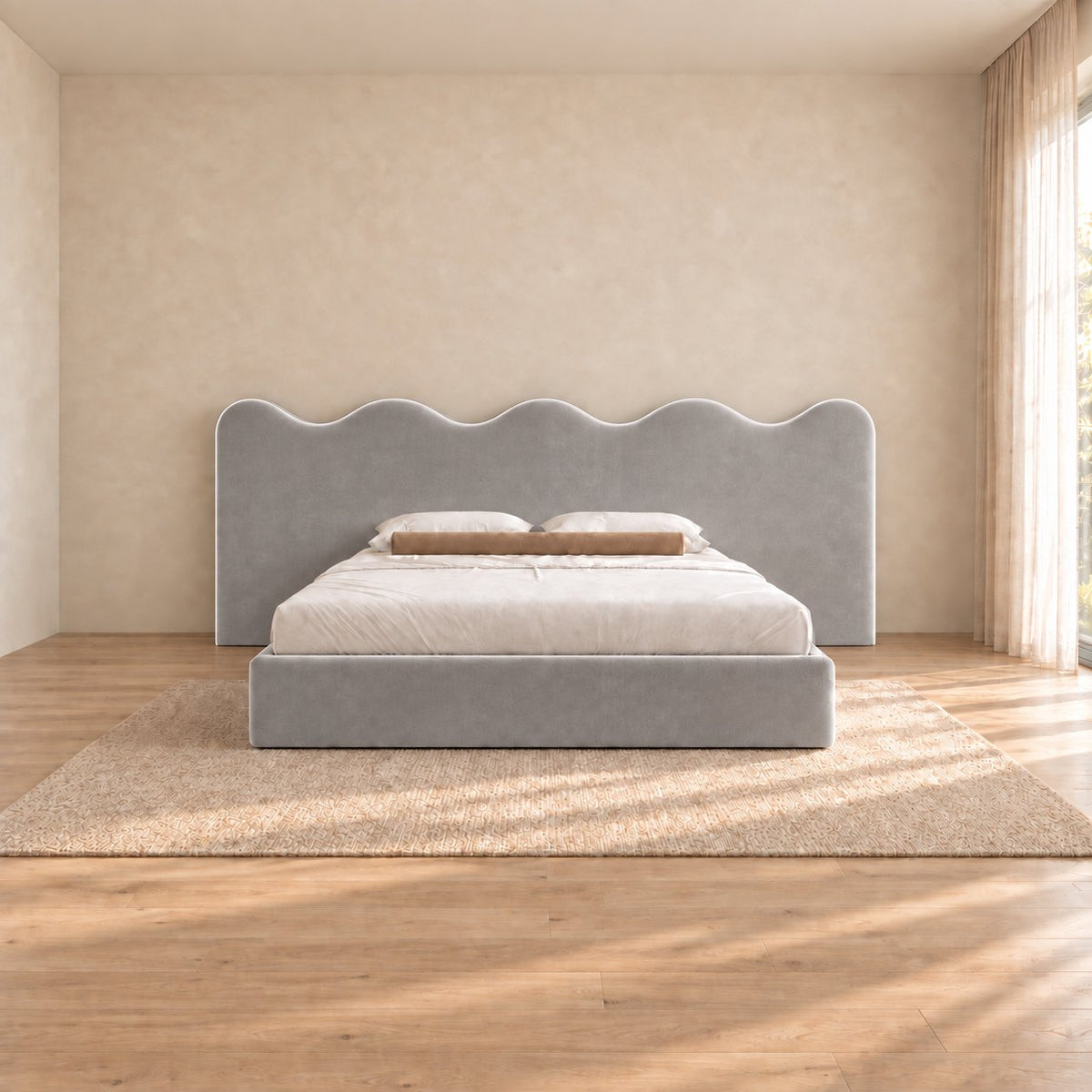 Cervia bed in grey, front view