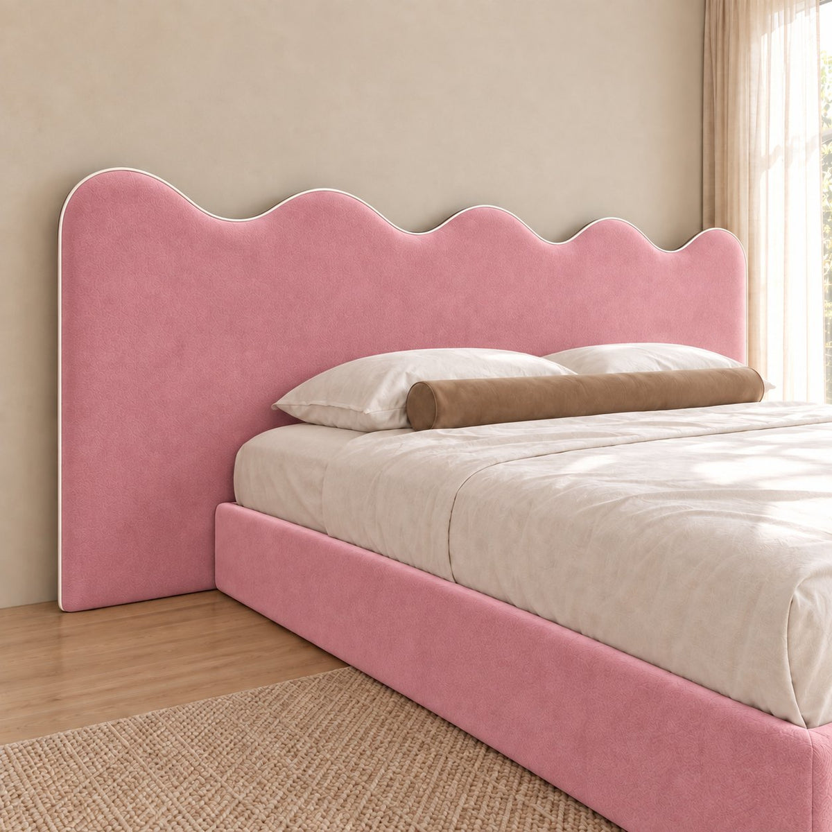 Cervia bed in pink, headboard close-up