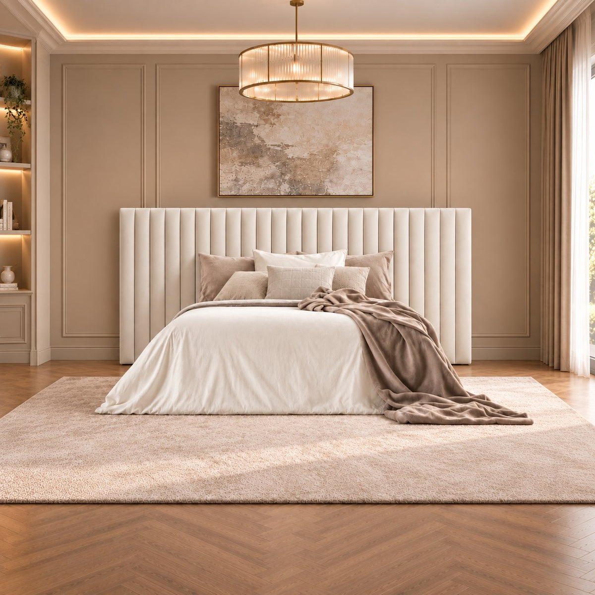 Chioggia divan bed in cream, front view