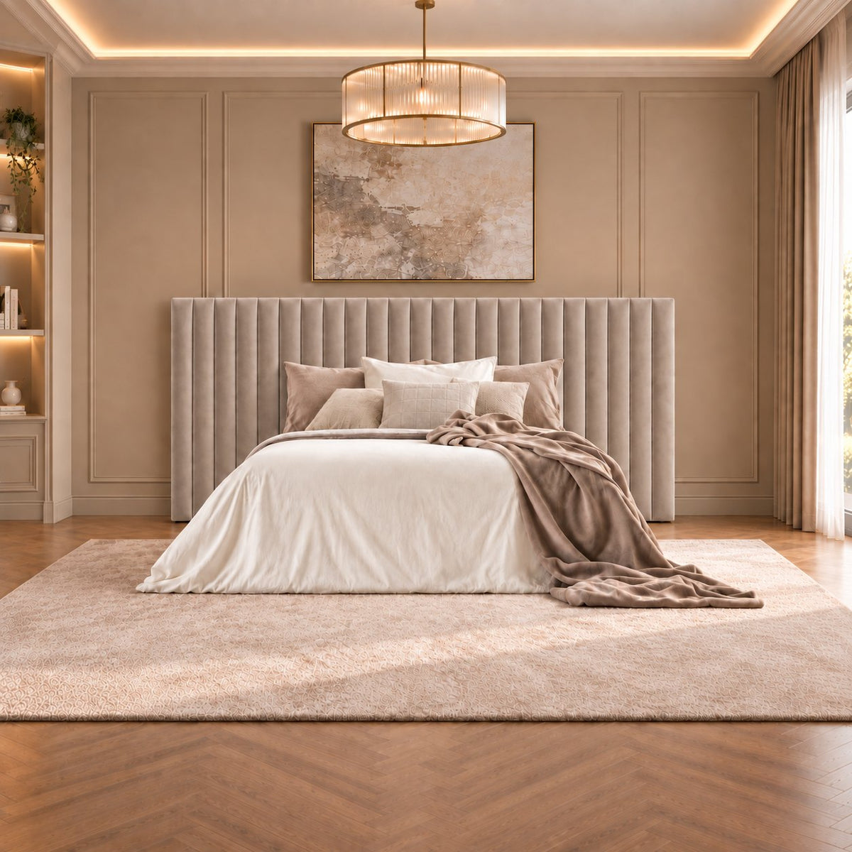 Chioggia divan bed in pebble, front view
