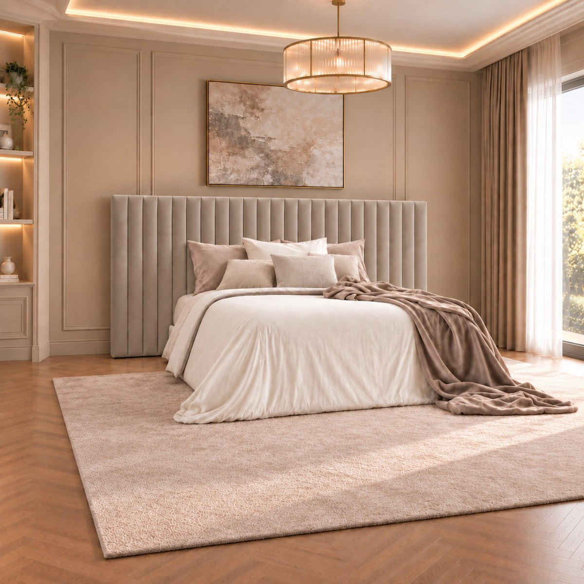 Chioggia divan bed in pebble, side view