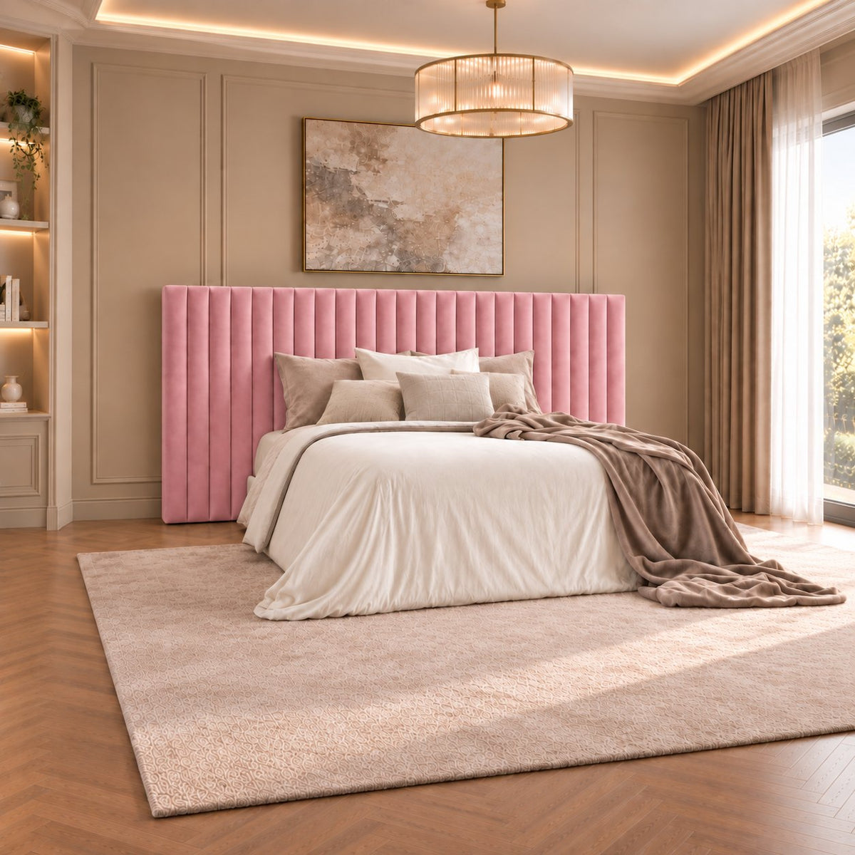 Chioggia divan bed in pink, side view