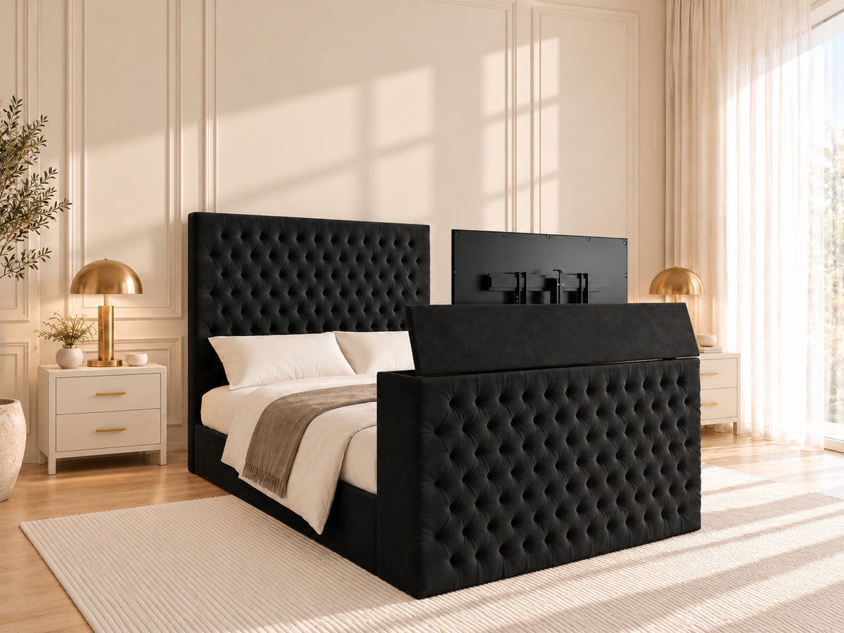 Claridges Upholstered Soft Velvet Tv Bed Frame