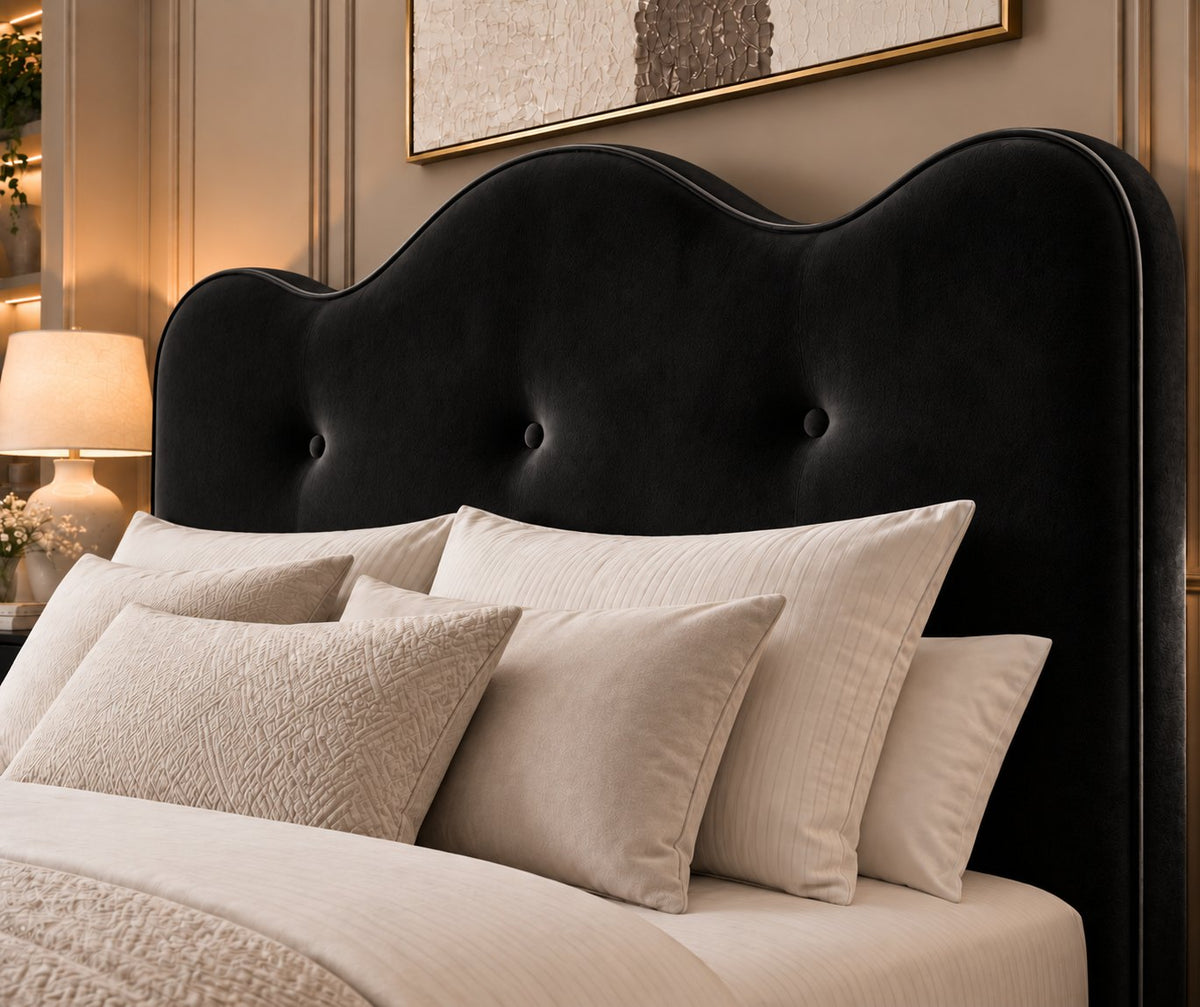 Erice bed in black, headboard close-up