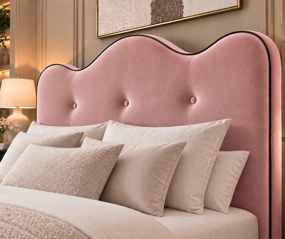 Erice bed in pink, headboard close-up