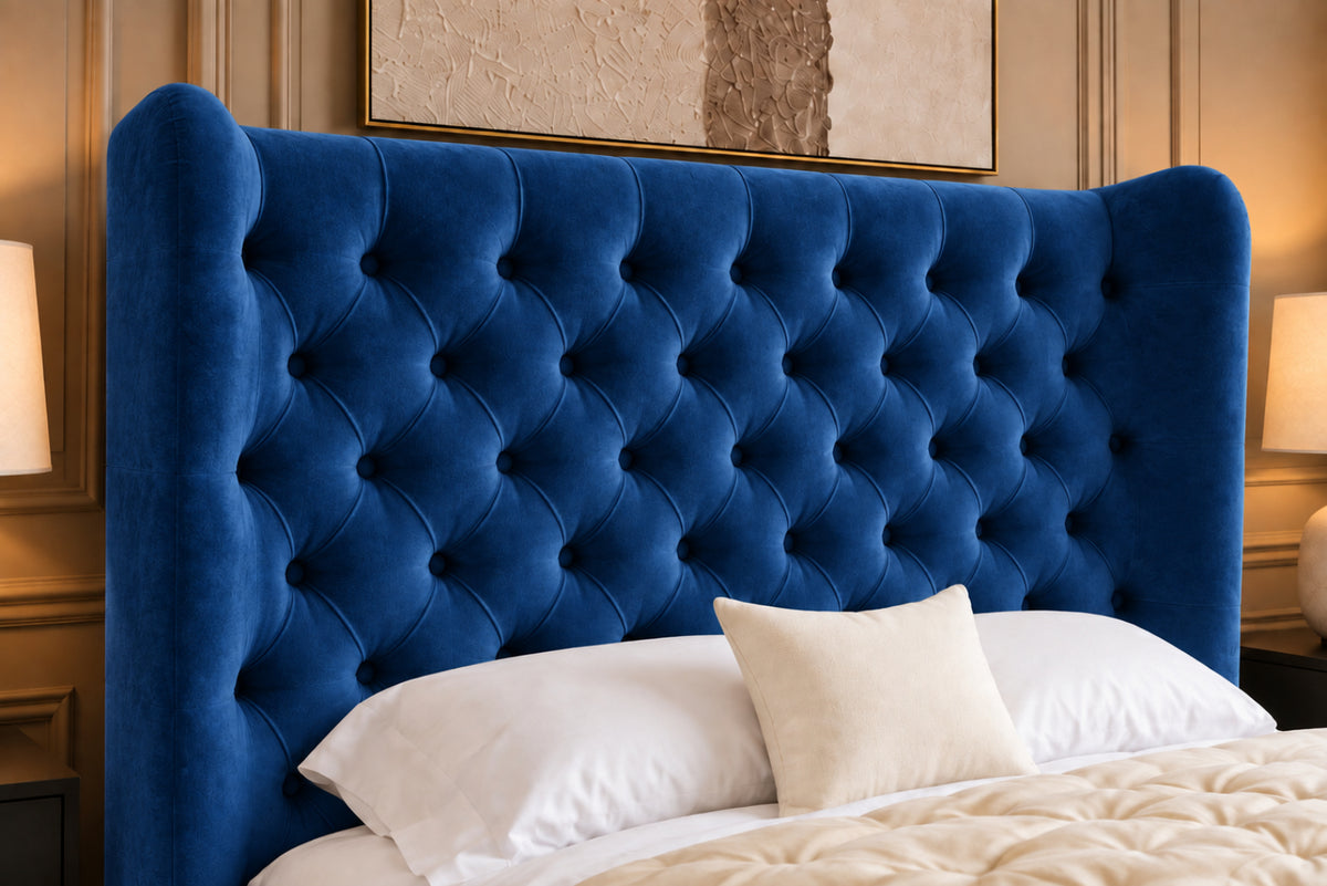 Florence Wide Winged Upholstered Soft Velvet Bed Frame