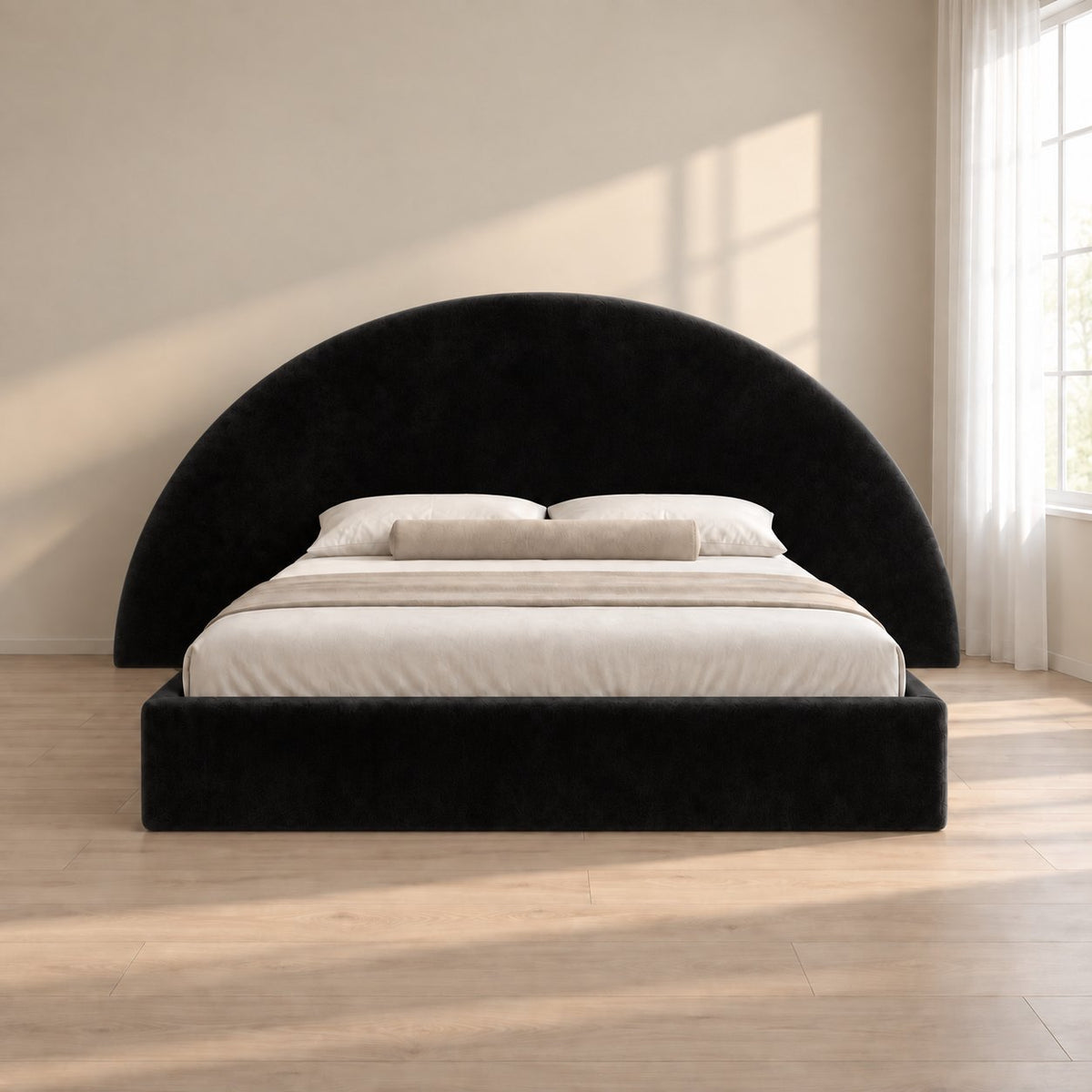 Gaeta bed in black, front view