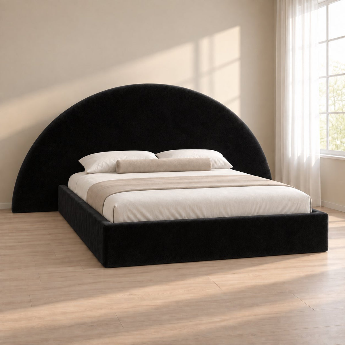 Gaeta bed in black, side view