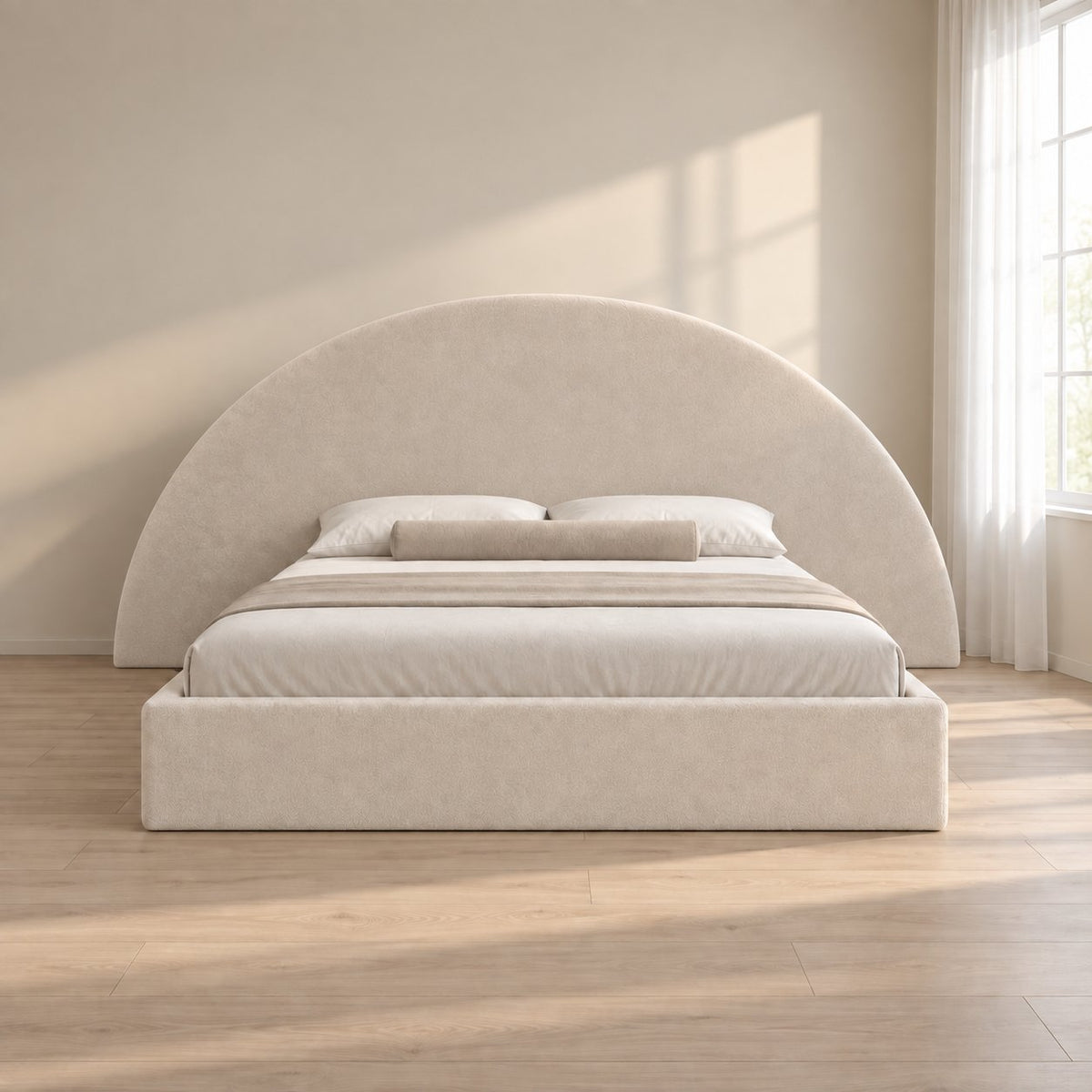 Gaeta bed in cream, front view