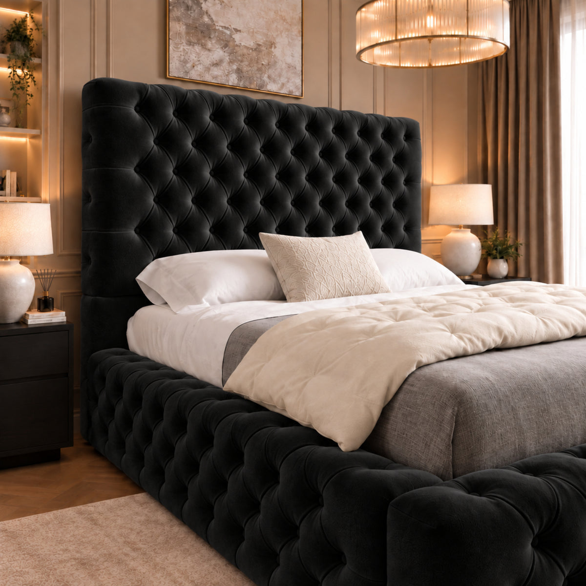 Grand Milan Pleated Upholstery Bed Frame