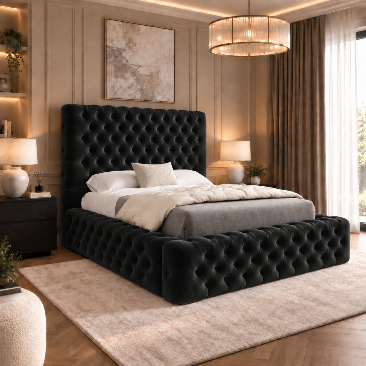 Grand Milan Pleated Upholstery Bed Frame