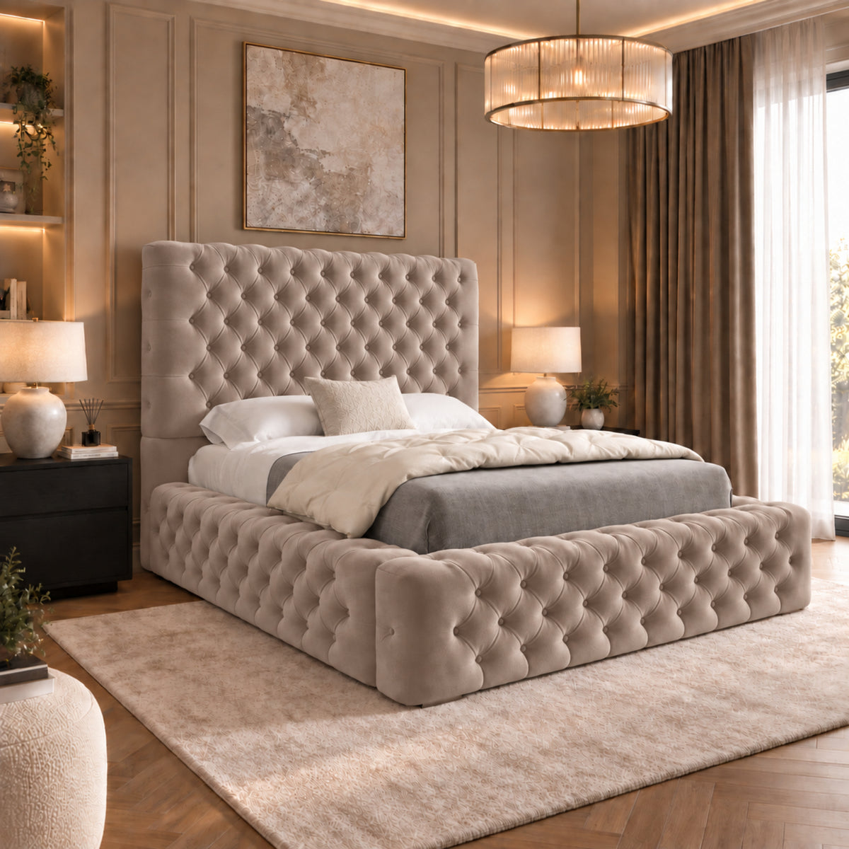 Grand Milan Pleated Upholstery Bed Frame