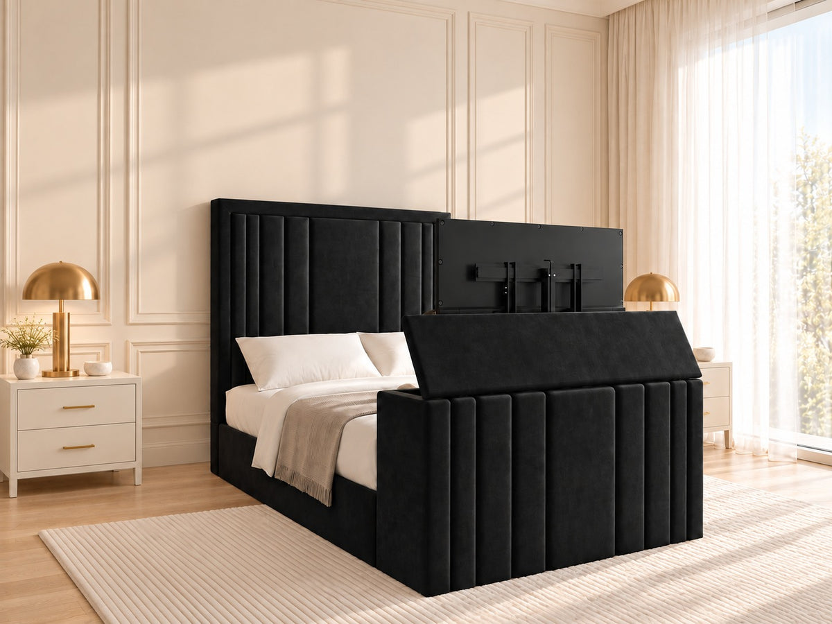 Hampton Upholstered Soft Velvet Tv Bespoke Bed Frame