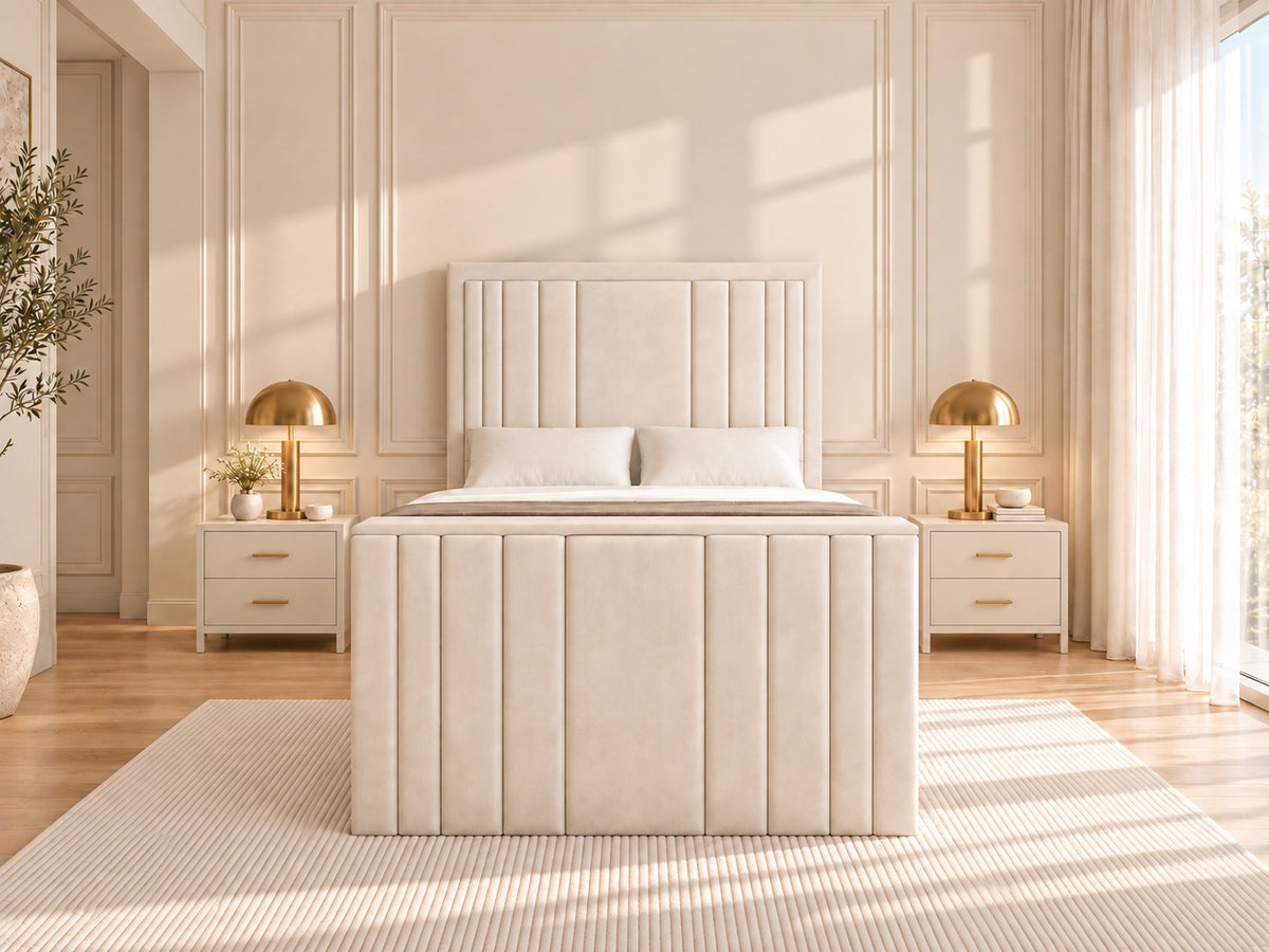 Hampton Upholstered Soft Velvet Tv Bespoke Bed Frame