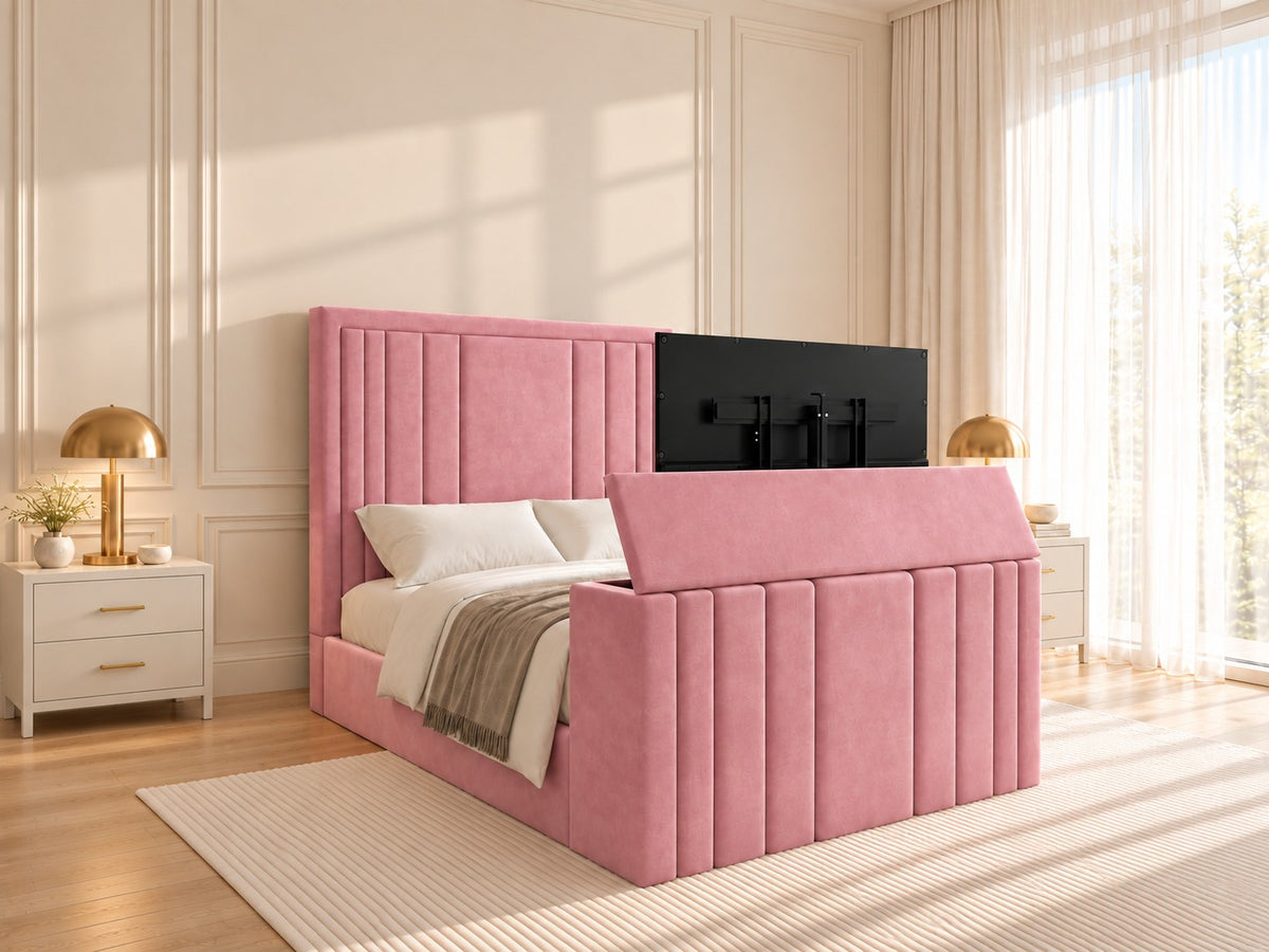 Hampton Upholstered Soft Velvet Tv Bespoke Bed Frame