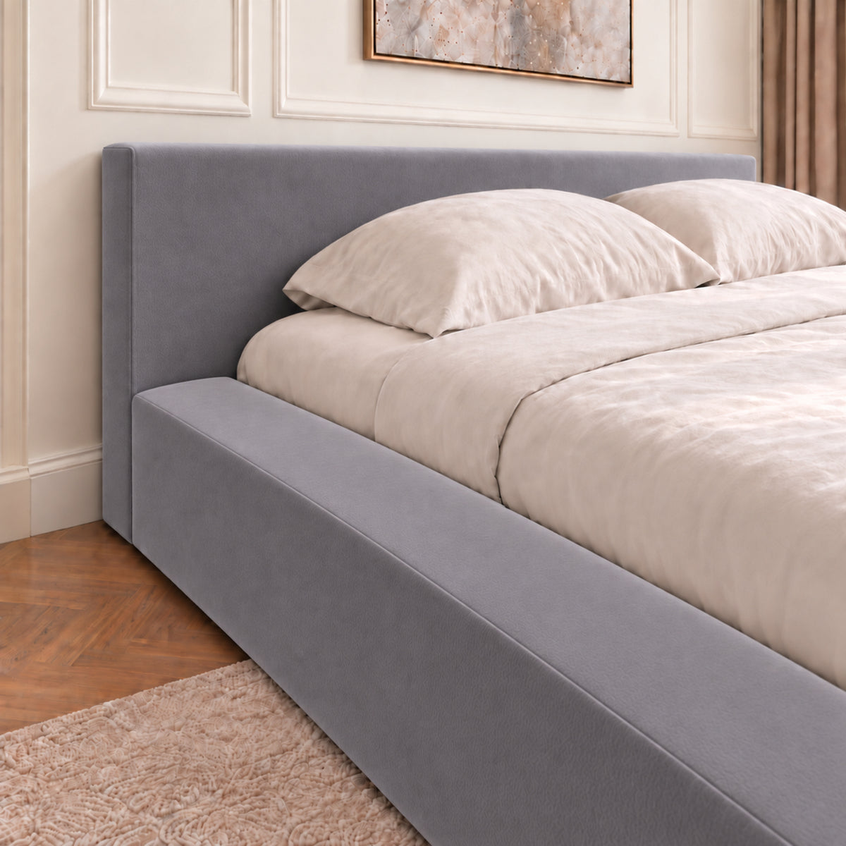 Hugo Space Saver Boucle Upholstered Bed Frame