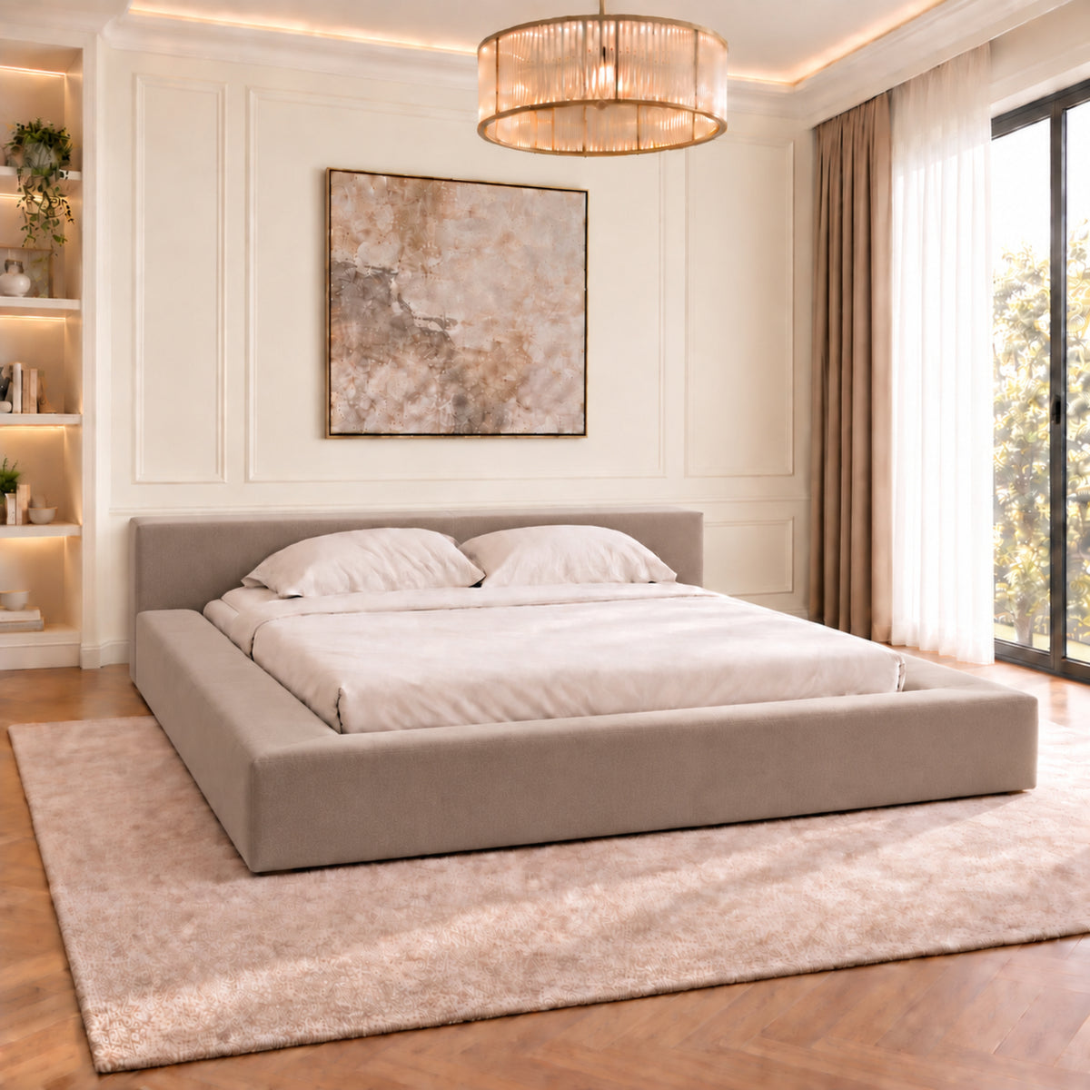Hugo Space Saver Boucle Upholstered Bed Frame