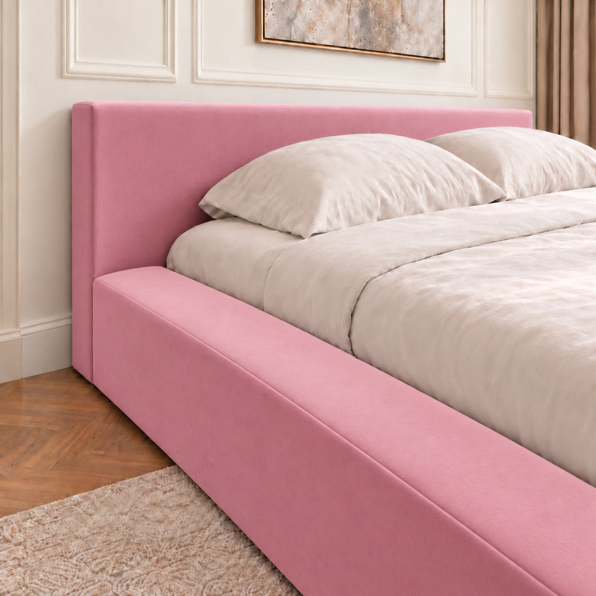 Hugo Space Saver Boucle Upholstered Bed Frame