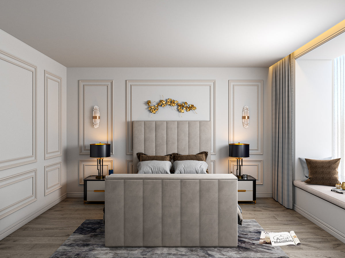 Jameson Upholstered Soft Velvet Line Tv Bespoke Bed Frame
