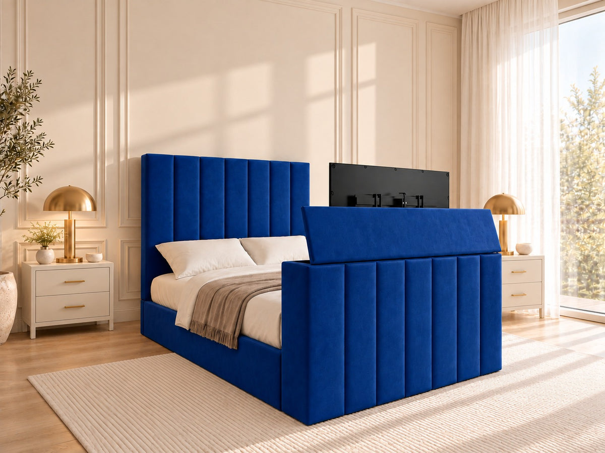 Jameson Upholstered Soft Velvet Line Tv Bespoke Bed Frame
