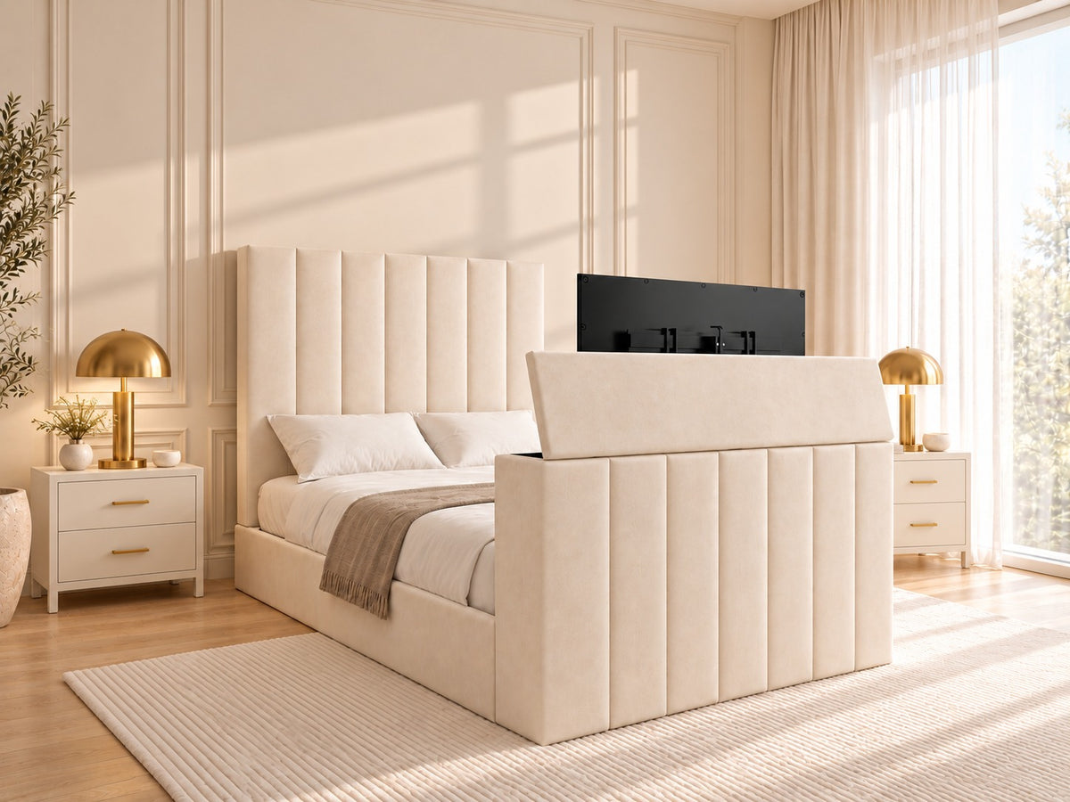 Jameson Upholstered Soft Velvet Line Tv Bespoke Bed Frame